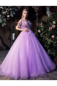 Ball Gown Scoop Prom / Evening Dress with Flower(s)