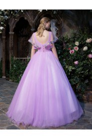 Ball Gown Scoop Prom / Evening Dress with Flower(s)