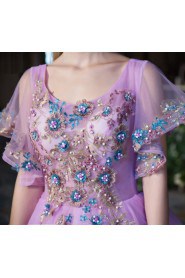 Ball Gown Scoop Prom / Evening Dress with Flower(s)