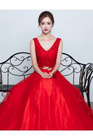 A-line V-neck Prom / Evening Dress with Beading