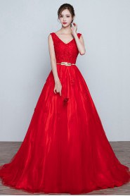 A-line V-neck Prom / Evening Dress with Beading