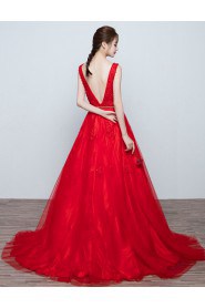 A-line V-neck Prom / Evening Dress with Beading