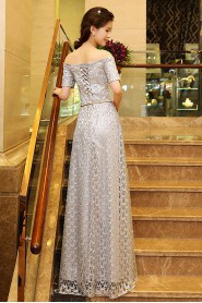 A-line Off-the-shoulder Floor-length Prom / Evening Dress with Beading