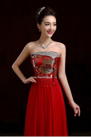A-line Strapless Floor-length Prom / Evening Dress with Embroidery