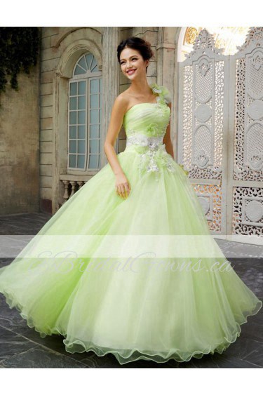 Ball Gown One Shoulder Prom / Evening Dress with Flower(s)