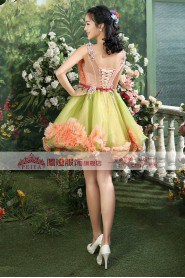 Ball Gown Scoop Short / Mini Prom / Evening Dress with Flower(s)
