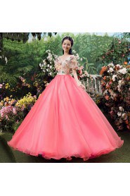 Ball Gown V-neck Prom / Evening Dress with Flower(s)