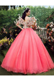 Ball Gown V-neck Prom / Evening Dress with Flower(s)