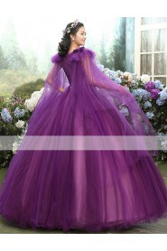 Ball Gown Scoop Prom / Evening Dress with Flower(s)