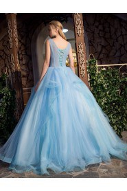 Ball Gown V-neck Prom / Evening Dress with Flower(s)