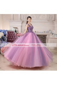 Ball Gown V-neck Prom / Evening Dress with Flower(s)