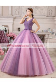 Ball Gown V-neck Prom / Evening Dress with Flower(s)