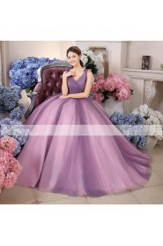 Ball Gown V-neck Prom / Evening Dress with Flower(s)