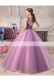 Ball Gown V-neck Prom / Evening Dress with Flower(s)