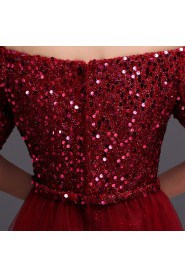 A-line Off-the-shoulder Floor-length Prom / Evening Dress with Beading