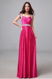 A-line Straps Floor-length Prom / Evening Dress with Crystal