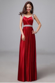 A-line Straps Floor-length Prom / Evening Dress with Crystal