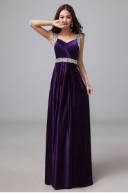 A-line Straps Floor-length Prom / Evening Dress with Crystal