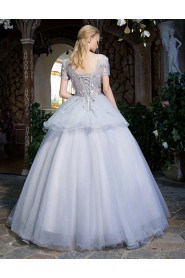 Ball Gown Scoop Prom / Evening Dress with Flower(s)