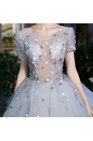 Ball Gown Scoop Prom / Evening Dress with Flower(s)