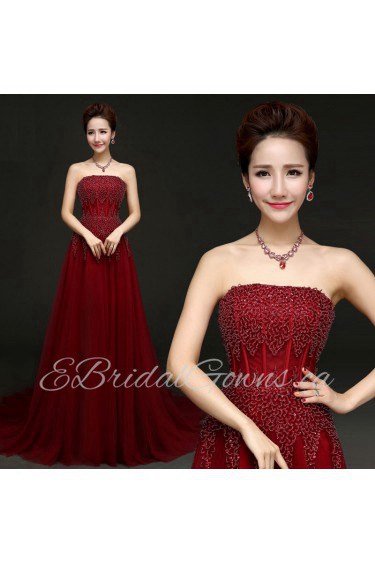 A-line Strapless Prom / Evening Dress with Beading