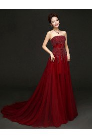 A-line Strapless Prom / Evening Dress with Beading