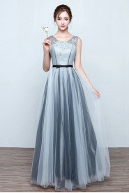 A-line Scoop Floor-length Prom / Evening Dress with Beading