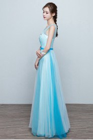 A-line Scoop Floor-length Prom / Evening Dress with Beading