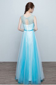 A-line Scoop Floor-length Prom / Evening Dress with Beading