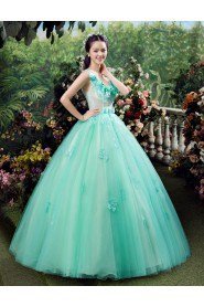 Ball Gown V-neck Prom / Evening Dress with Flower(s)