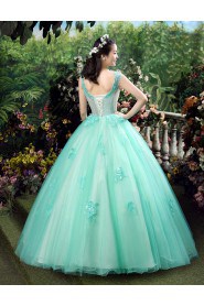 Ball Gown V-neck Prom / Evening Dress with Flower(s)