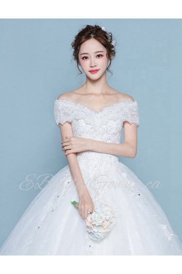 Ball Gown Off-the-shoulder Wedding Dress with Flower(s)