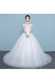 Ball Gown Off-the-shoulder Wedding Dress with Flower(s)