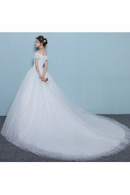 Ball Gown Off-the-shoulder Wedding Dress with Flower(s)