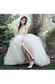 Ball Gown Scoop Sleeveless Wedding Dress with Flower(s)