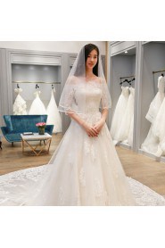 A-line Off-the-shoulder Half Sleeve Wedding Dress