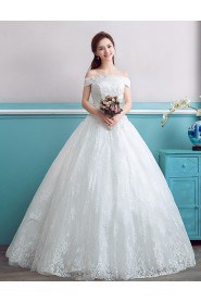 Ball Gown Off-the-shoulder Wedding Dress with Flower(s)