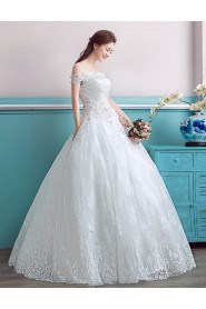 Ball Gown Off-the-shoulder Wedding Dress with Flower(s)