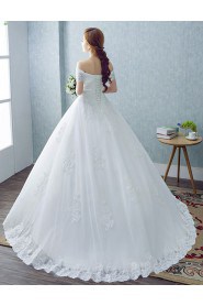 Ball Gown Off-the-shoulder Wedding Dress with Flower(s)