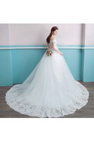 Ball Gown Off-the-shoulder Wedding Dress with Flower(s)