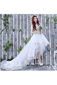 A-line V-neck Sleeveless Wedding Dress with Flower(s)