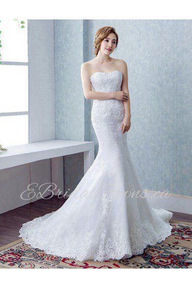 Trumpet / Mermaid Strapless Sleeveless Wedding Dress with Flower(s)