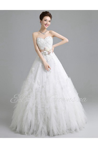 A-line Strapless Sleeveless Wedding Dress with Pearl