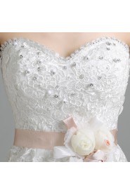 A-line Strapless Sleeveless Wedding Dress with Pearl