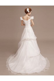 A-line Off-the-shoulder Wedding Dress with Flower(s)