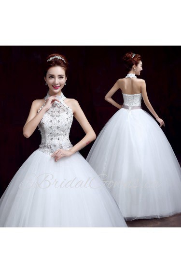 Ball Gown Halter Sleeveless Wedding Dress with Crystal