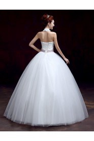 Ball Gown Halter Sleeveless Wedding Dress with Crystal