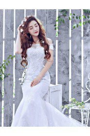 Trumpet / Mermaid Off-the-shoulder Wedding Dress with Crystal