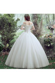 Ball Gown Off-the-shoulder Sleeveless Wedding Dress with Flower(s)