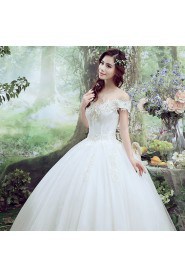 Ball Gown Off-the-shoulder Sleeveless Wedding Dress with Flower(s)